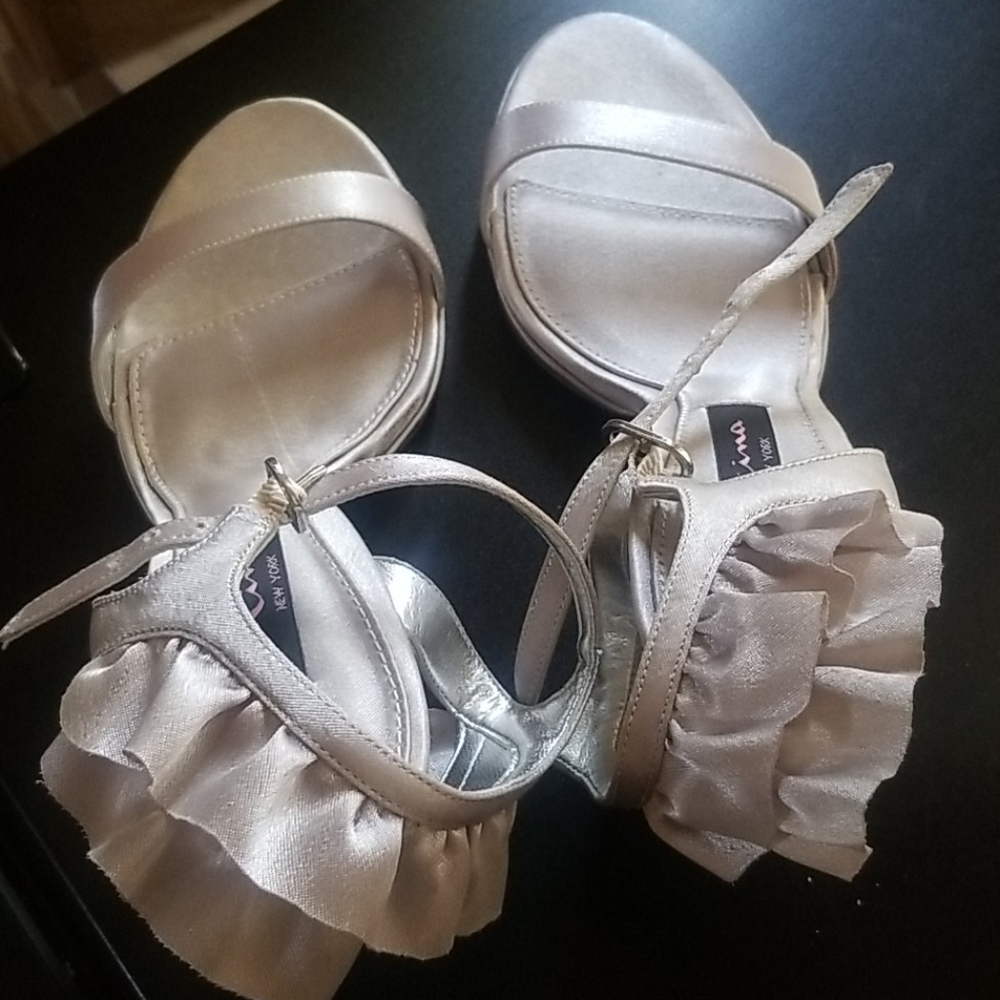Silver Nina High heels with Ruffles strap